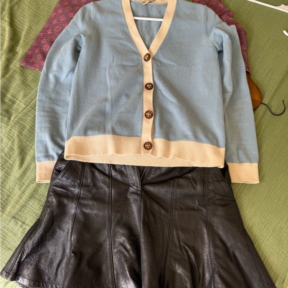 Tory Burch Wool Blue and Cream Cardigan